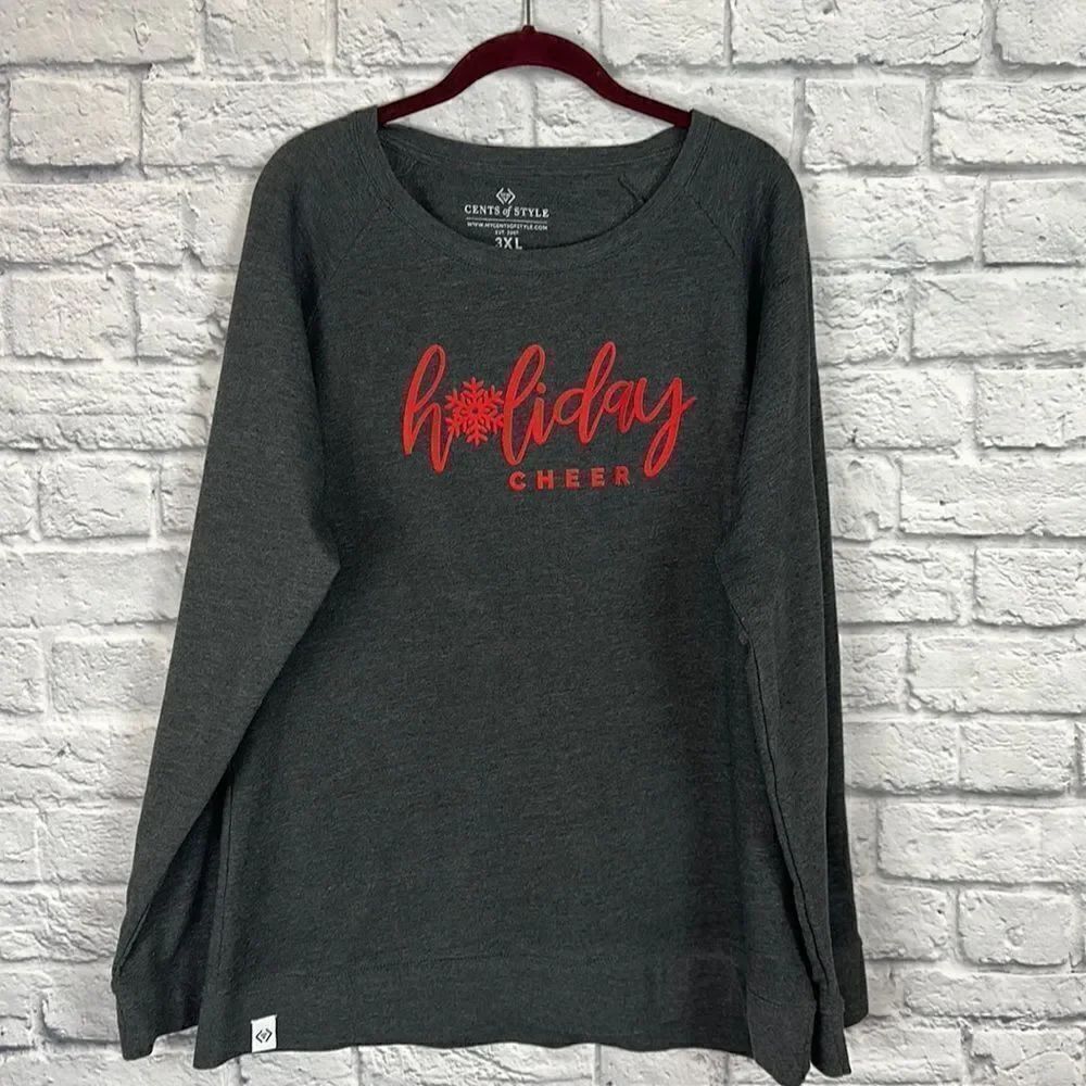 Cents of Style Gray Sweatshirt HOLIDAY CHEER Size 3X